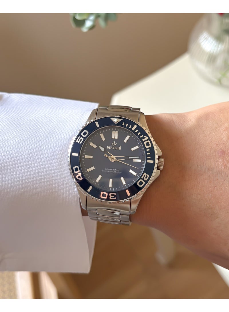 Devushi Men’s Casual Silver Watch – Stylish Steel Strap & Classic Blue Dial - Image 1